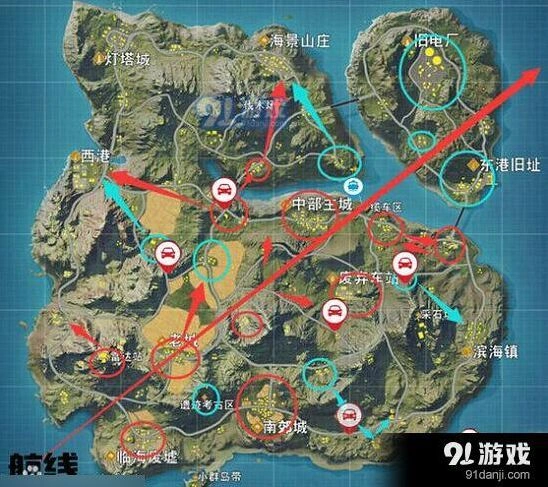 荒野行动航线怎么看 新手跳伞选点指南