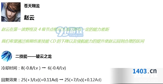 王者荣耀7.16调整后赵云前期加强解析